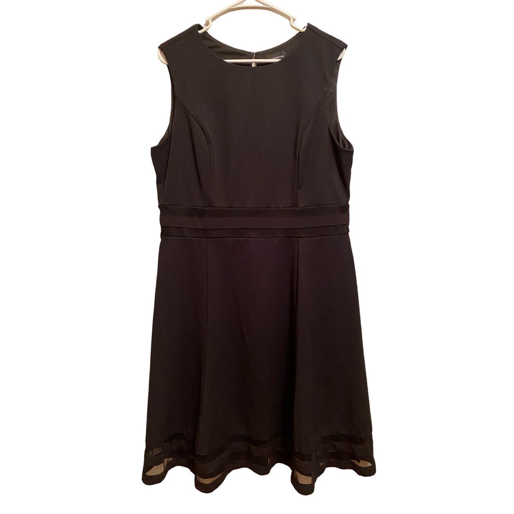 Liz Claiborne Sleeveless A‎ Line Black Illusion Hem Flowy Plus Size LBD Dress 16